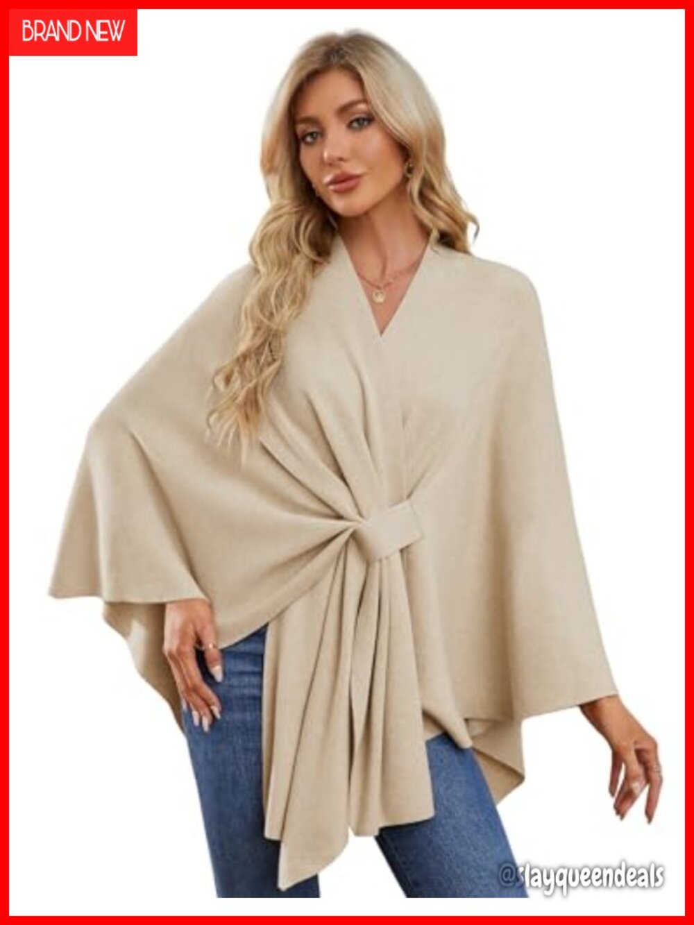 PULI Women Elegant Shawl Wrap Open Front Poncho Sweater Spring Fall Winter